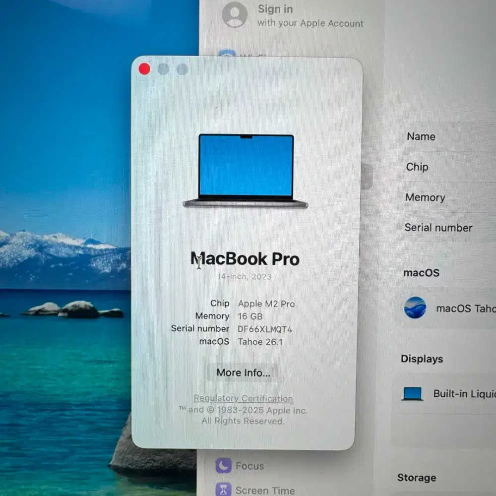 Macbook M2 Pro 14 Inch Ram 16 Ssd 512  lengkap full set Space Grey