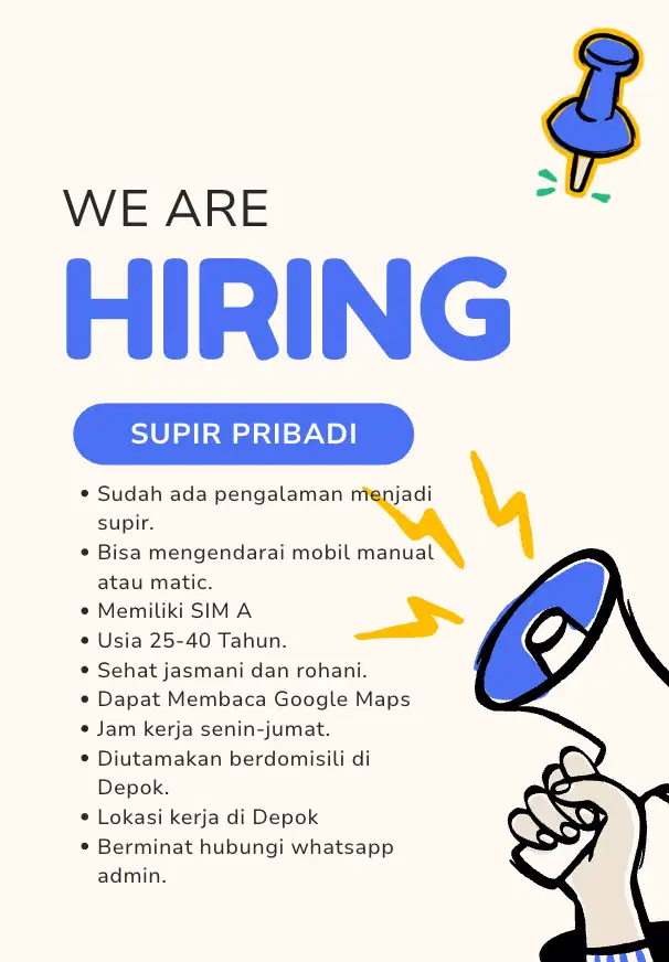 Dibutuhkan Supir Pribadi Lokasi Depok