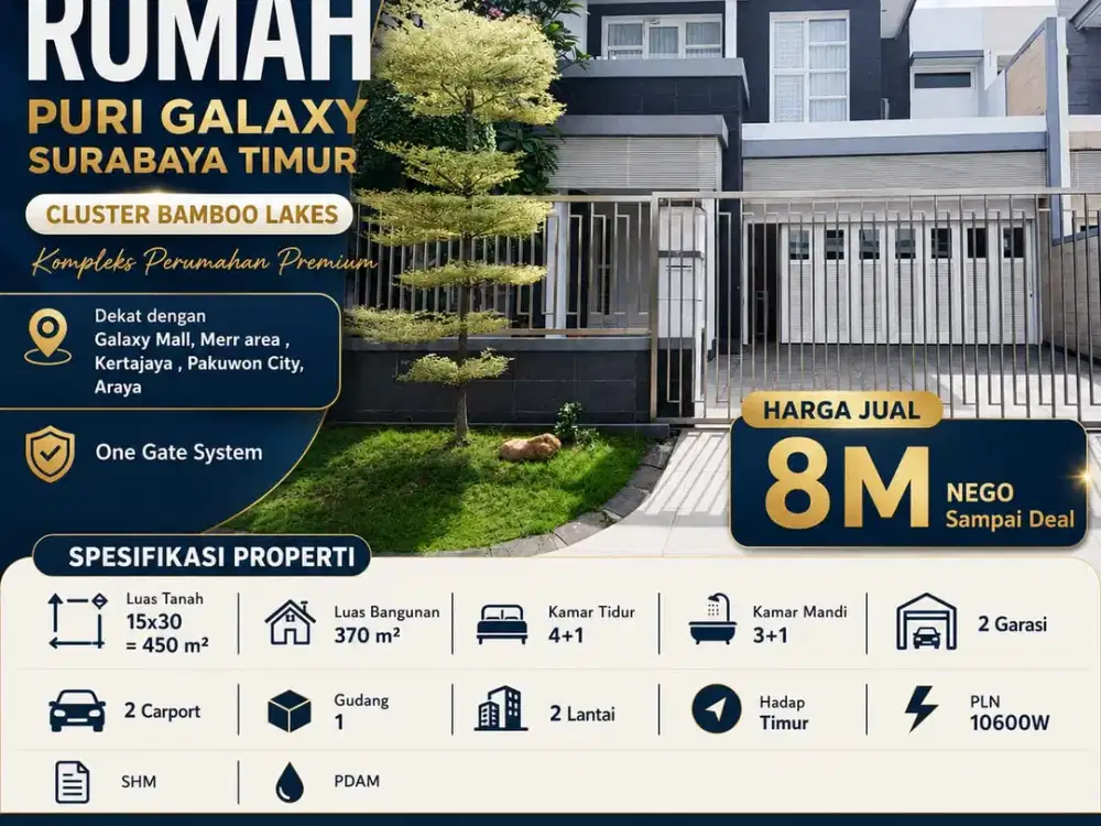 Dijual Rumah Puri Galaxy Surabaya Timur