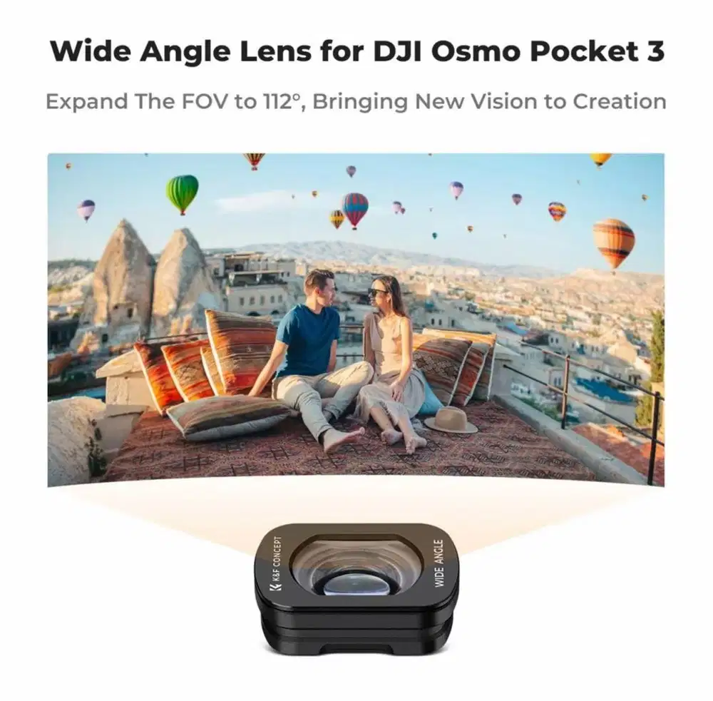 K&F Concept Wide Lens DJI Osmo Pocket 3/4. Lensa sudut lebar.