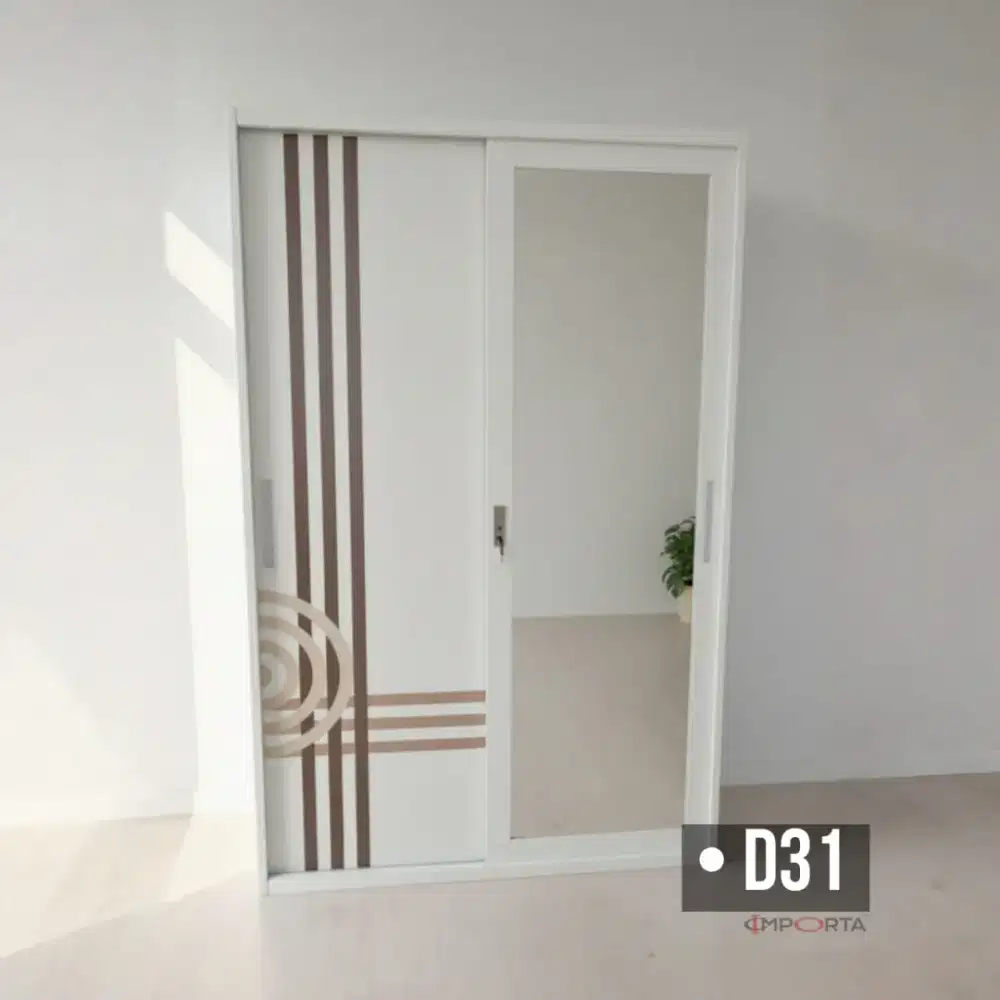 Lemari Pakaian Besi Pintu Sliding 2 Pintu Importa OKELO D31
