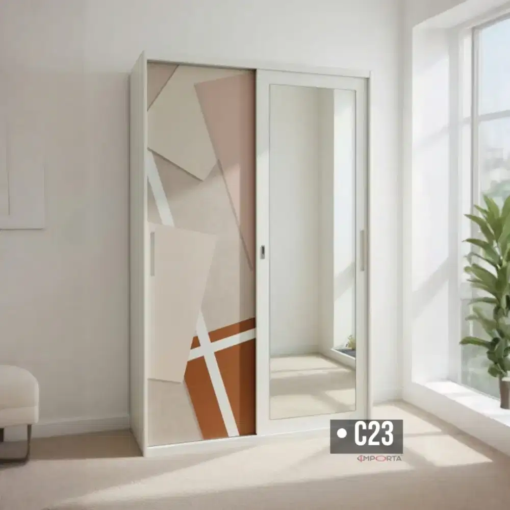 Lemari Pakaian Besi Pintu Sliding 2 Pintu Importa OKELO C23
