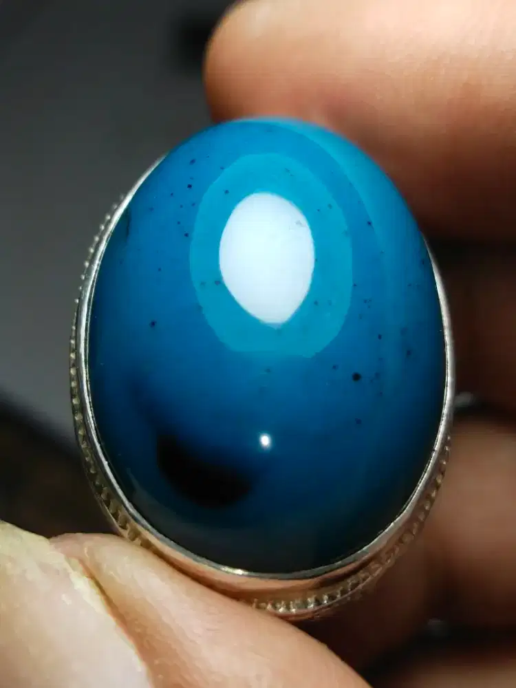 Cincin Perak Natural Batu Bacan Jumbo Mewah