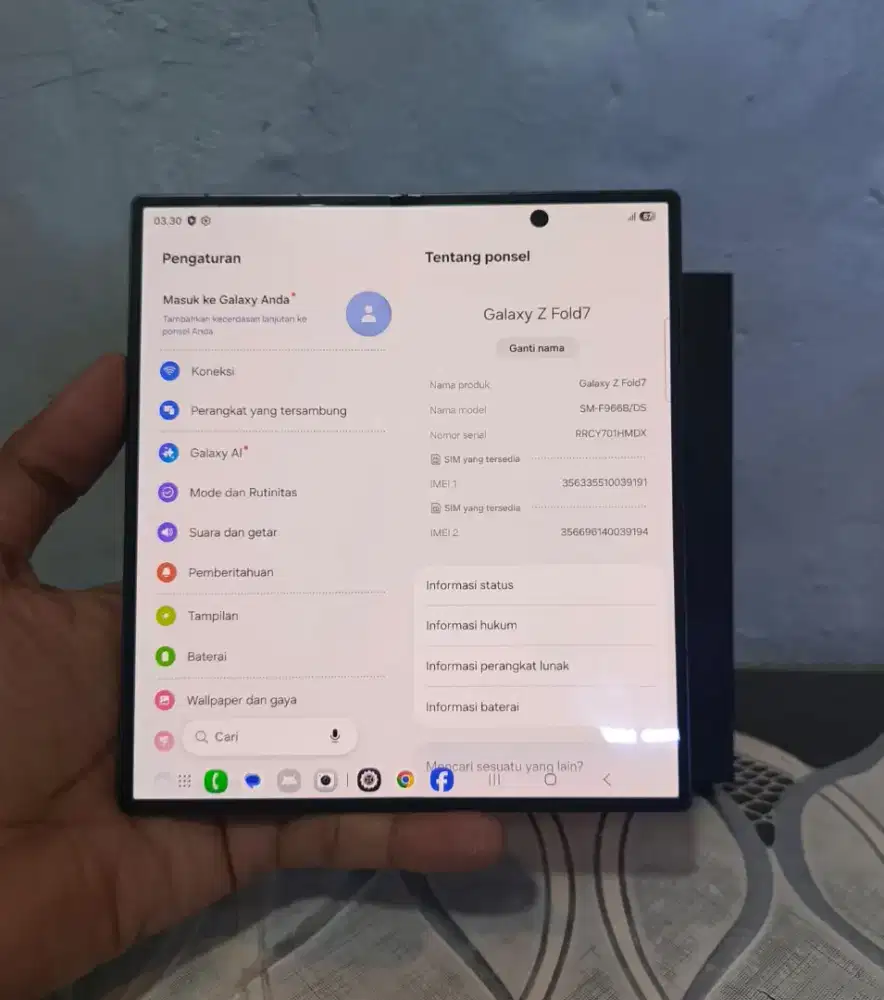 SAMSUNG Z FOLD 7 5G RAM 12/512GB ORIGINAL SEIN MULUS NORMAL FULLSHET