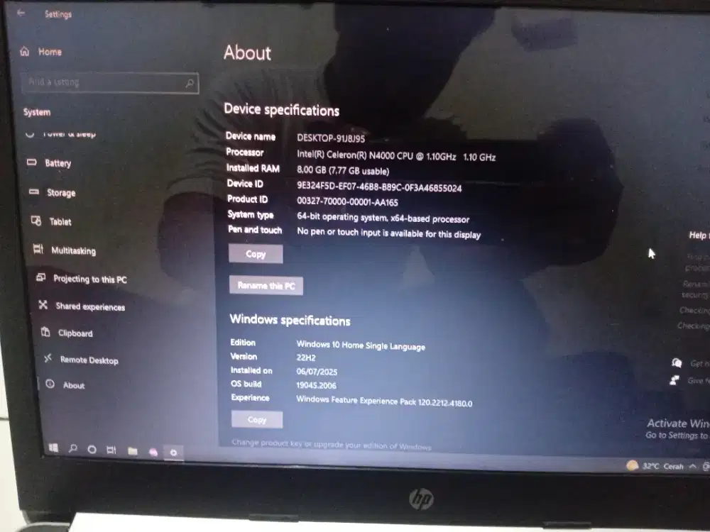 Jual laptop Hp ram 8 hardisk 500 gb