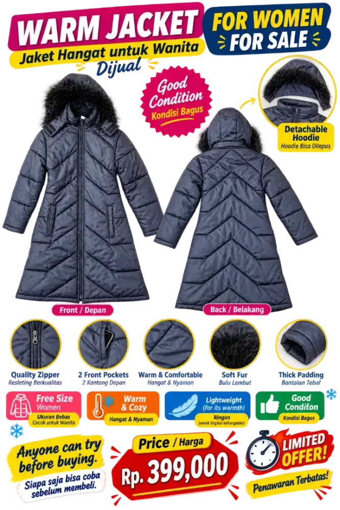 Warm Jacket for women / Jaket hangat untuk wanita
