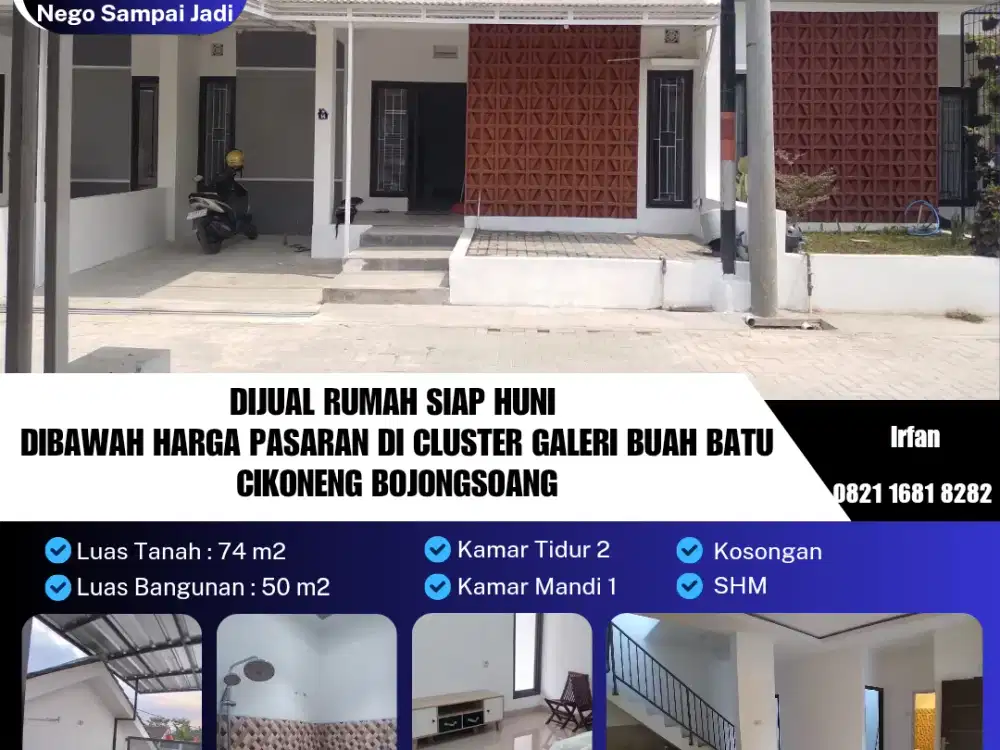 Dijual Rumah Siap Huni
Dibawah Harga Pasaran Di Cluster Galeri Buah Batu
Cikoneng Bojongsoang
Desain modern tropis