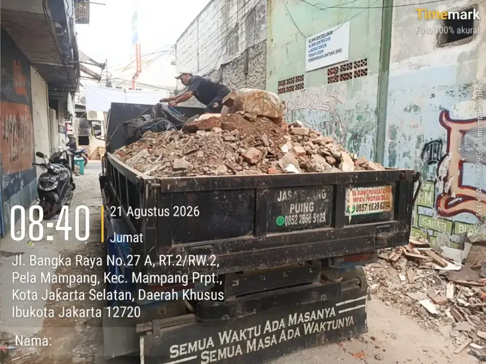 Jasa buang puing urugan tanah dan angkutan sampah