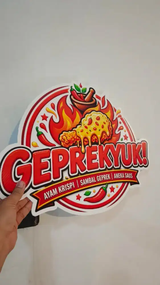 papan nama sticker plus impraboard pop up logo unt kuliner soloraya