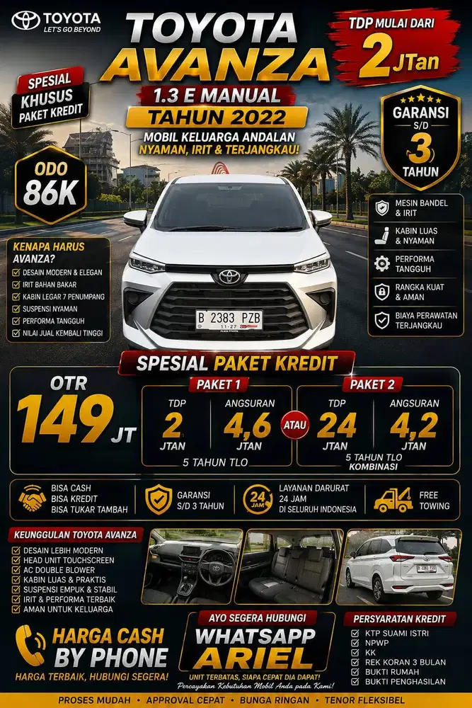 Avanza 1.3 E manual tahun 2022