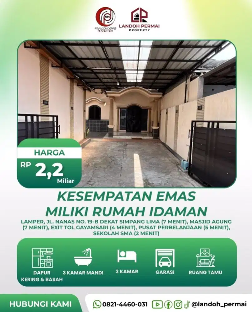 FOR SALE - RUMAH PREMIUM - AREA LAMPER SEMARANG - NEGO KEPEMILIK