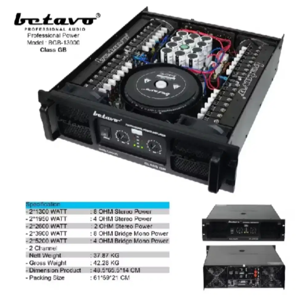 Power amplifier Betavo bgb 13000 professional 5200watt