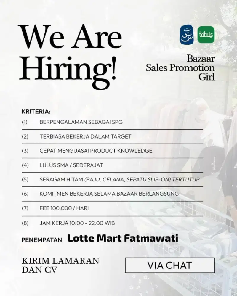 LOWONGAN SPG BAZAR DI LOTTE MART FATMAWATI