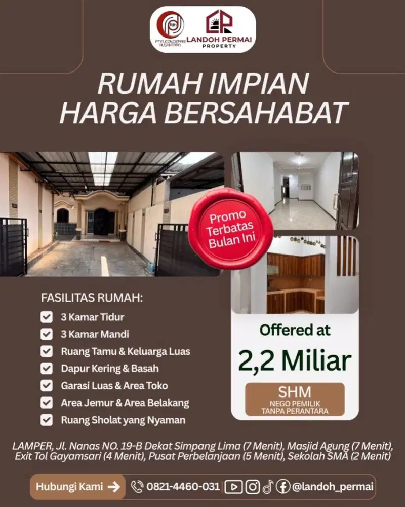 RUMAH SIAP HUNI - PREMIUM - FOR SALE - LOKASI STRATEGIS
