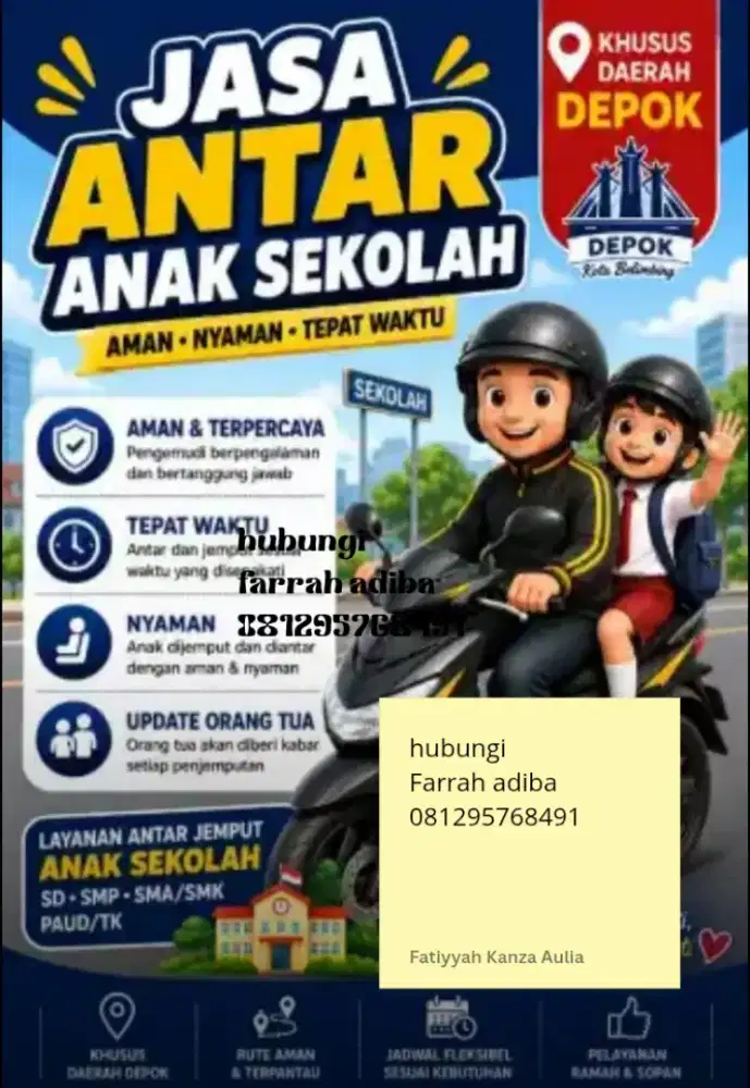 Jasa antar jemput anak sekolah dan kerja dll..