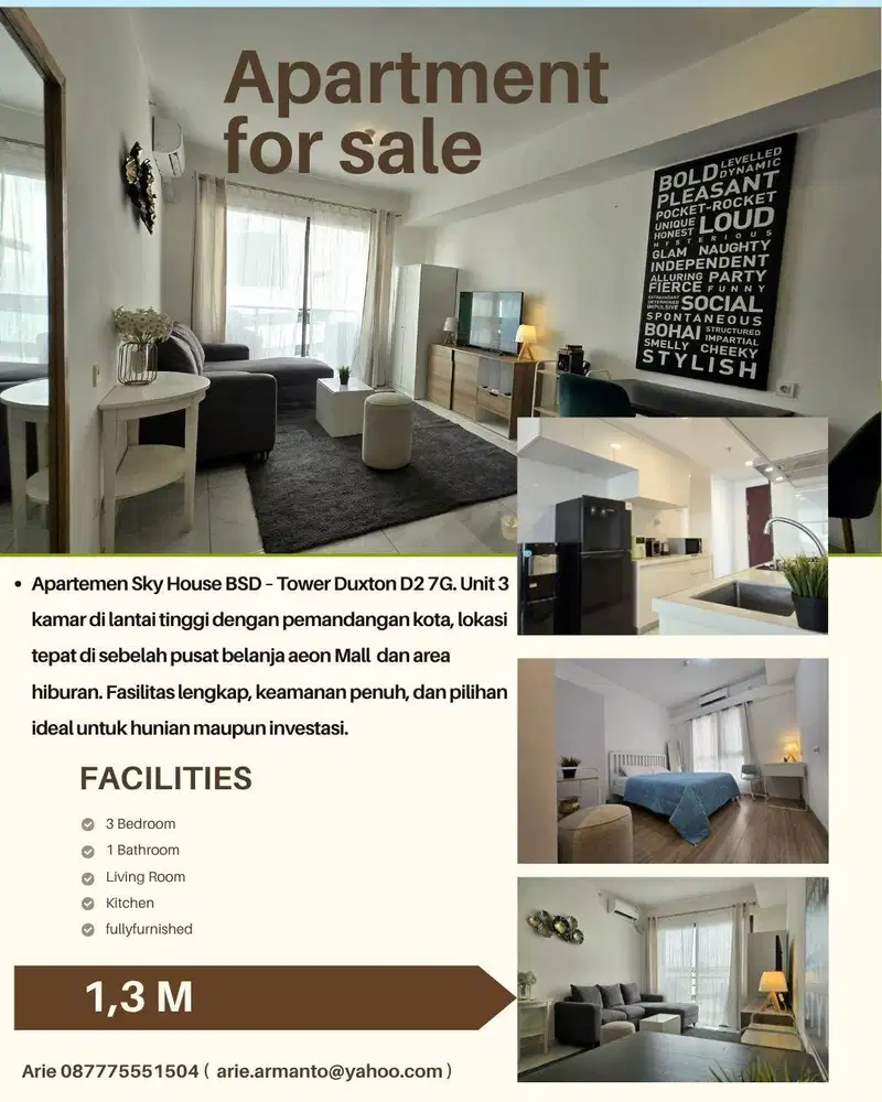 Dijual Cepat Apartemen SkyHouse BSD - Tower Duxton D27G