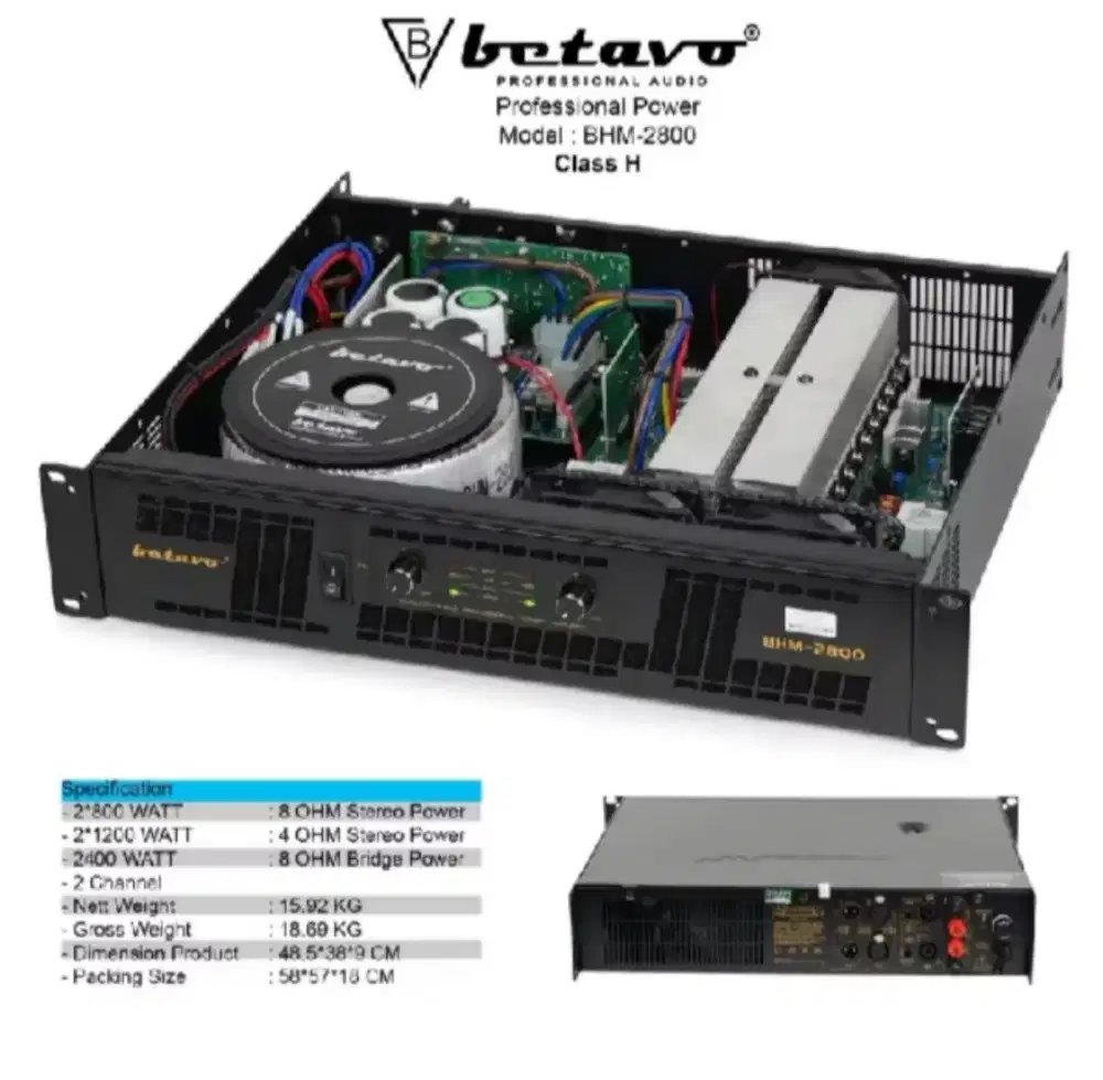 Power amplifier Betavo bhm 2800 professional 1600Watt