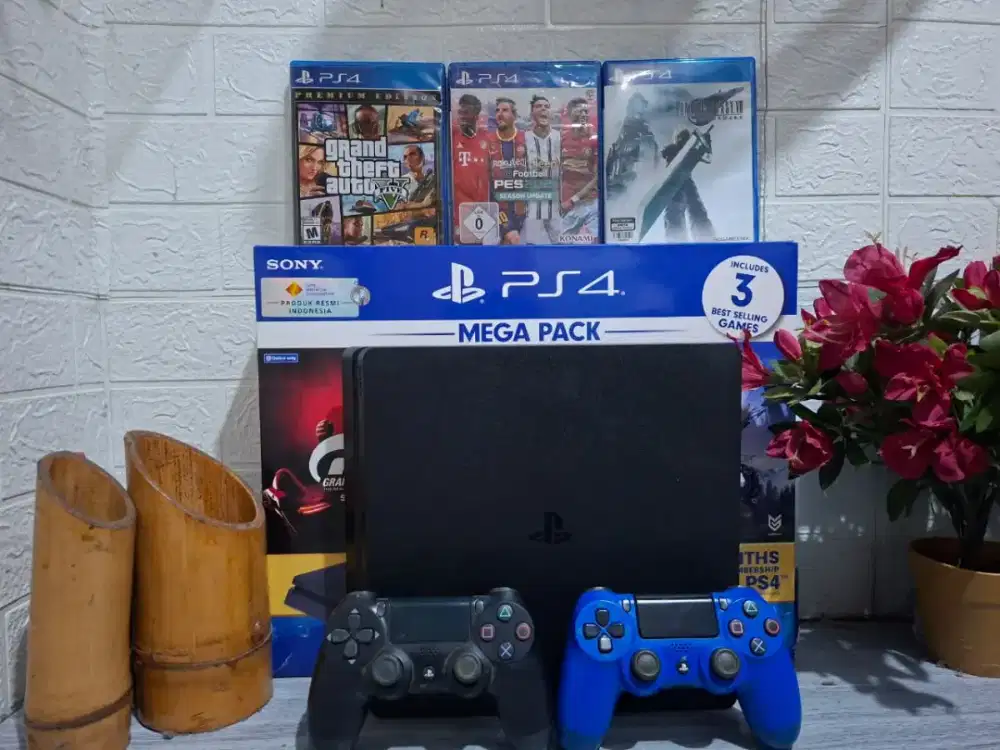 PS4 SLIM 1TB SERI 22 MEGAPACK TERBARU + GAME KASET