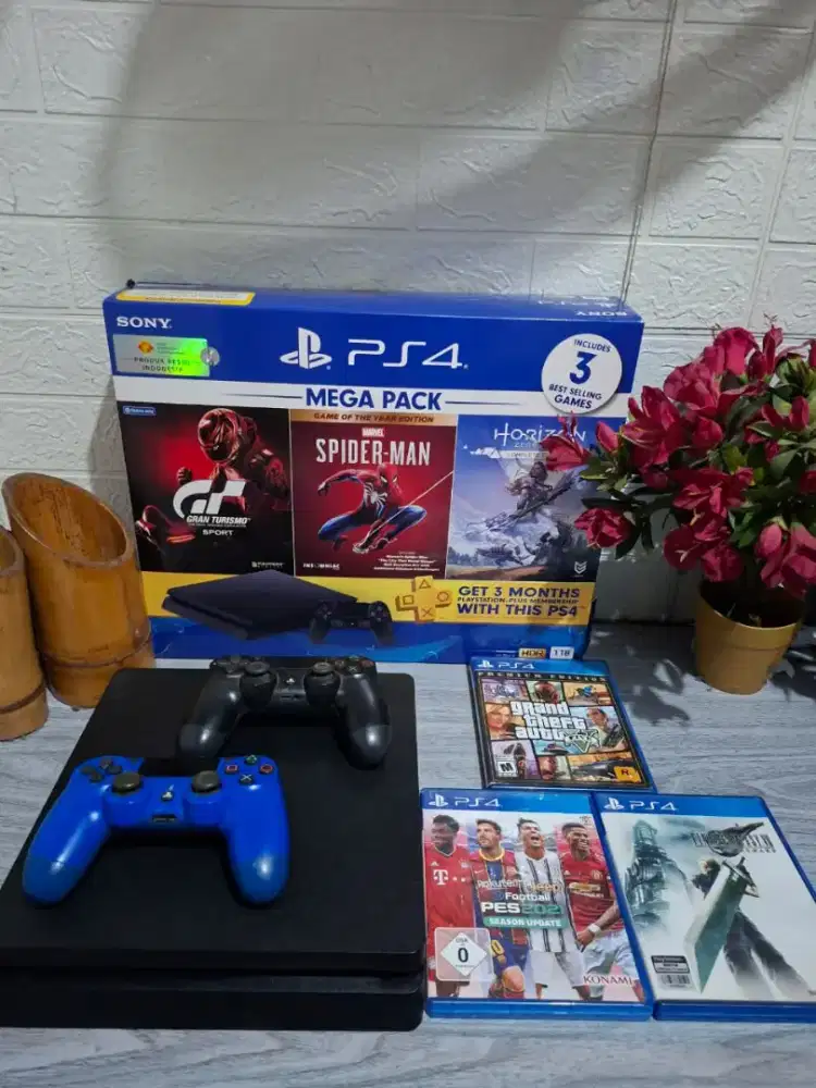 PS4 SLIM 1TB SERI 22 MEGAPACK TERBARU + GAME KASET
