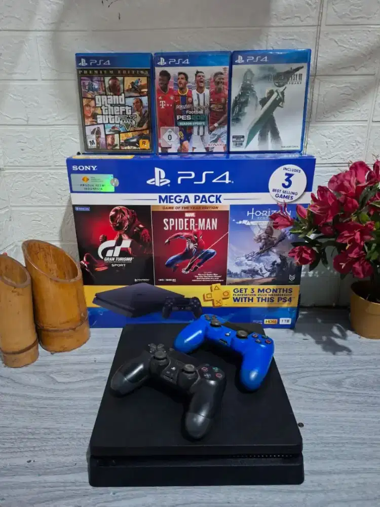 PS4 SLIM 1TB SERI 22 MEGAPACK TERBARU + GAME KASET