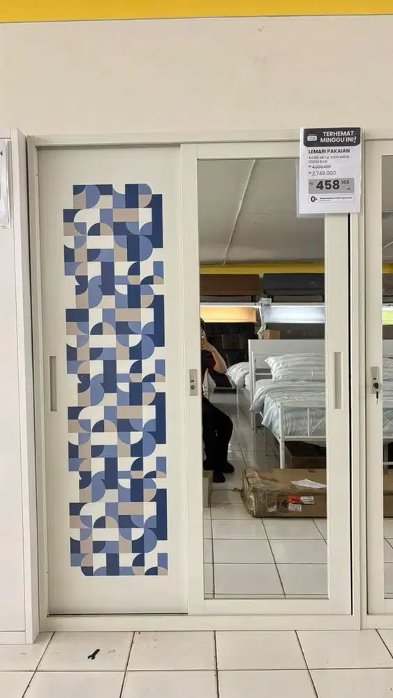 PROMO GILA GILAAN LEMARI PAKAIAN BESI SLIDING 2 PINTU MINIMALIS BEKASI