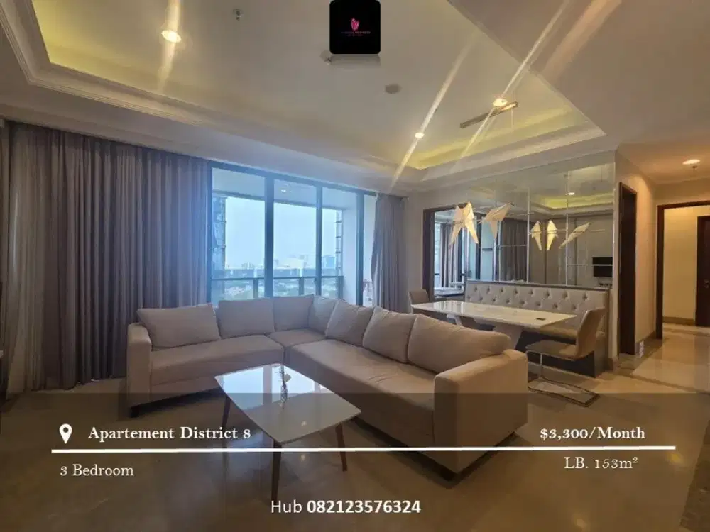 Disewakan Apartement District 8 3BR Full Furnished