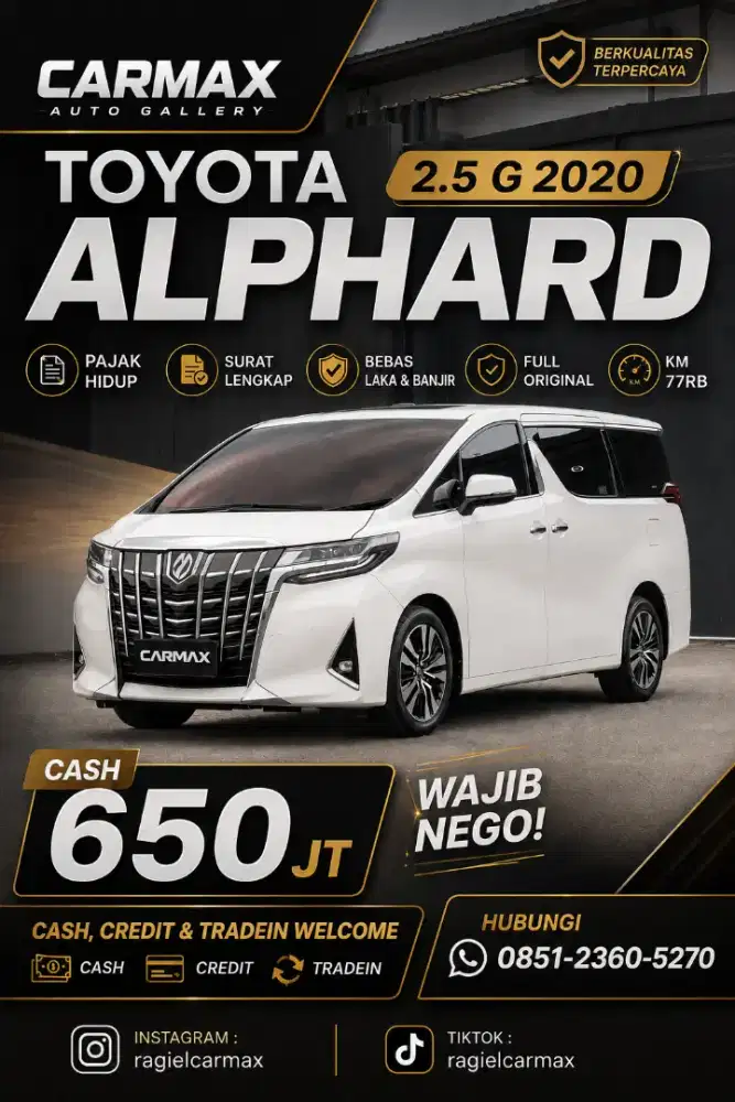 Toyota Alphard 2.5 G 2020 Siap pakai