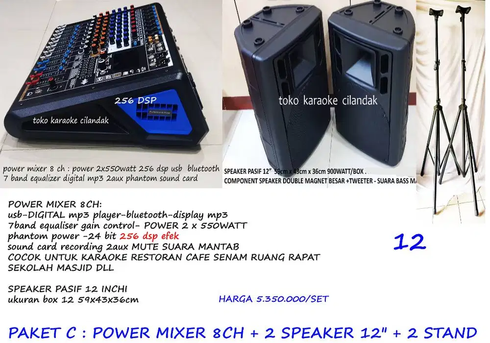 paket sound system karaoke 12in