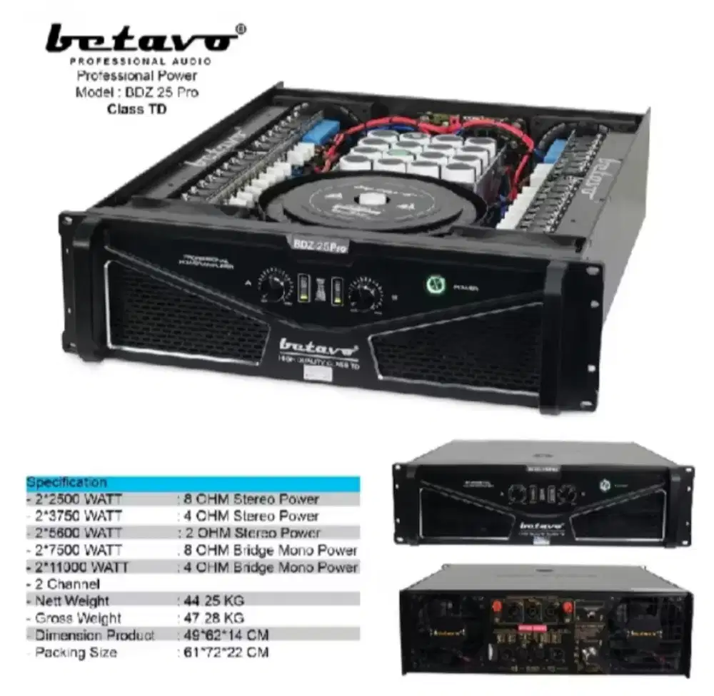 Power amplifier Betavo bdz 25pro professional 7500Watt