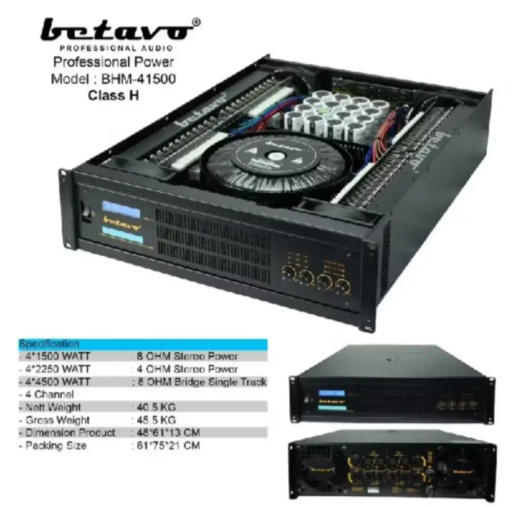 Power amplifier Betavo bhm 41500 professional 6000Watt 4 Channel