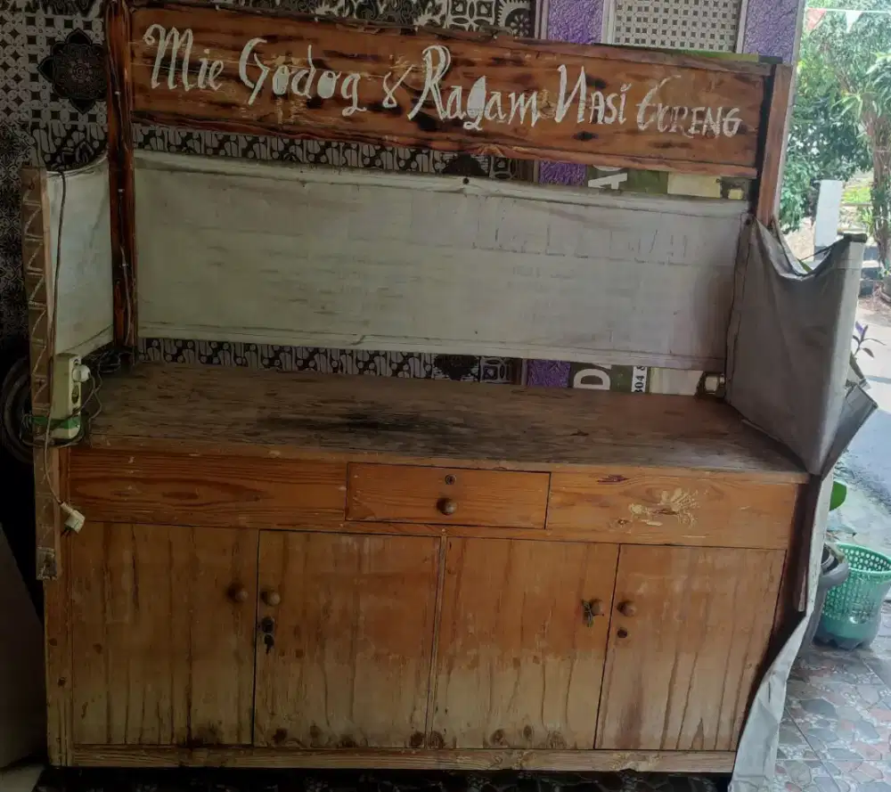 Di jual cepat gerobak box bahan kayu jati belanda