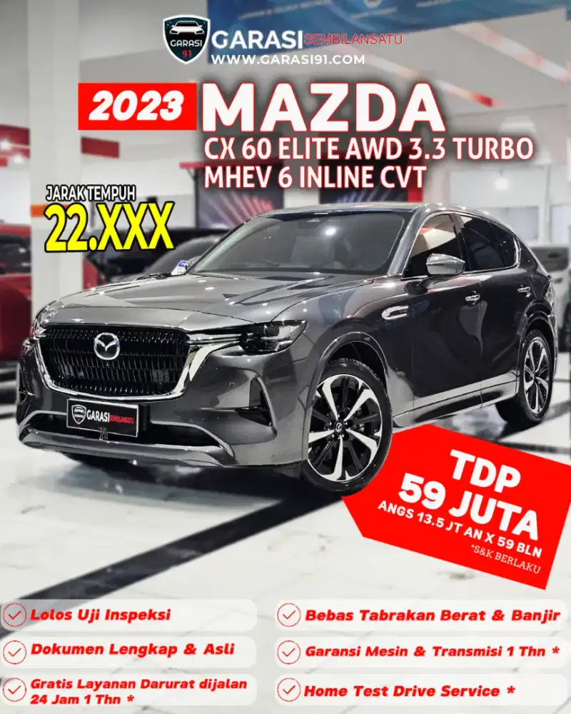 ‼️TDP 59 JT‼️MAZDA CX 60 ELITE AWD 3.3 TURBO MHEV 6 INLINE CVT 2023