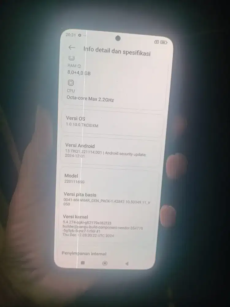 Xiomi redmi note 11 pro 5G ram 8+4/128 minus layar garis msh orisinil
