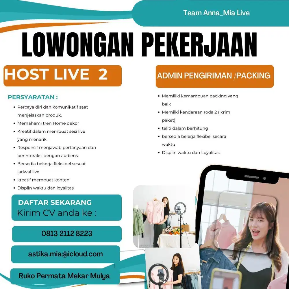 LOKER HOST LIVE 7 orang