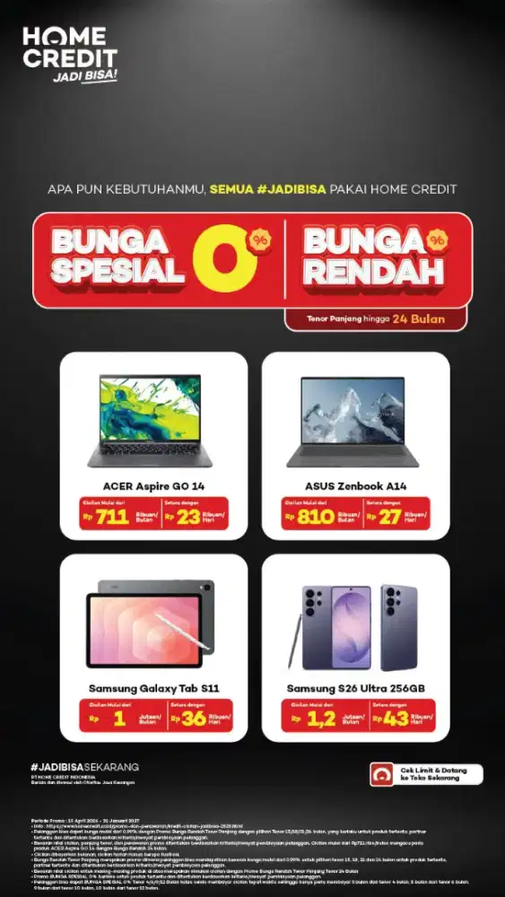 Promo cicilan dengan Home Credit cukup KTP dan handphone pribadi