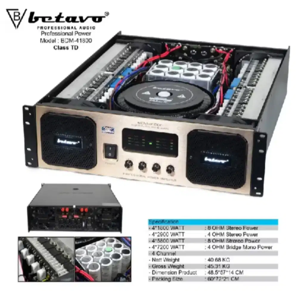 Power amplifier Betavo bdm 41800 professional 7200Watt 4 Channel
