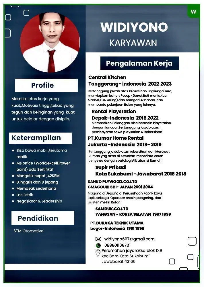 Cari kerja jadi staf kantor  atau supir pribadi