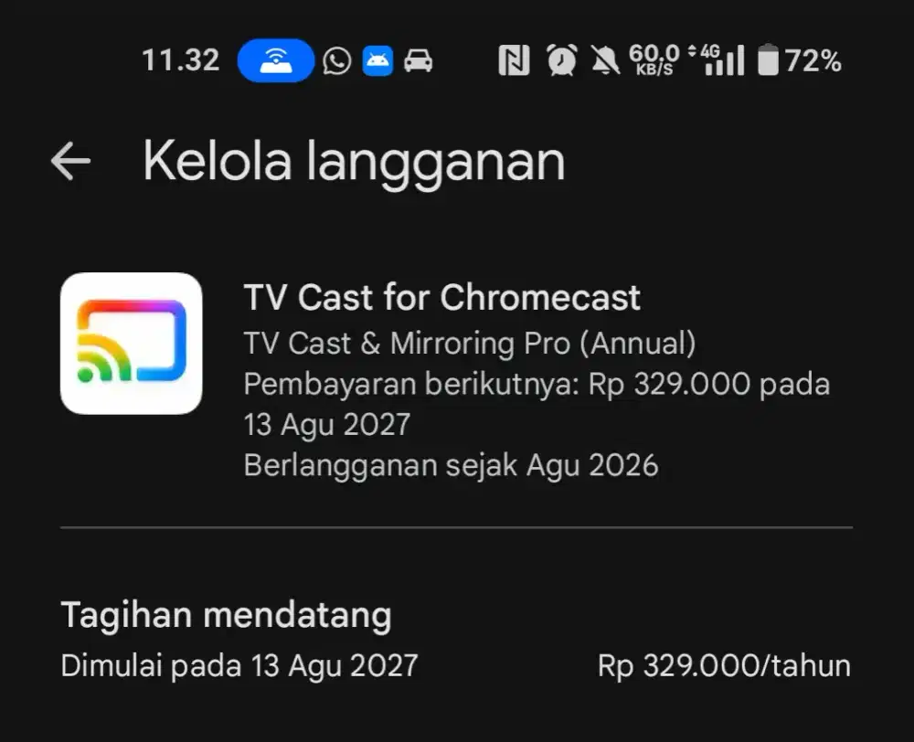JUAL LANGGANAN TV CAST & MIRRORING PRO – SISA 1 TAHUN