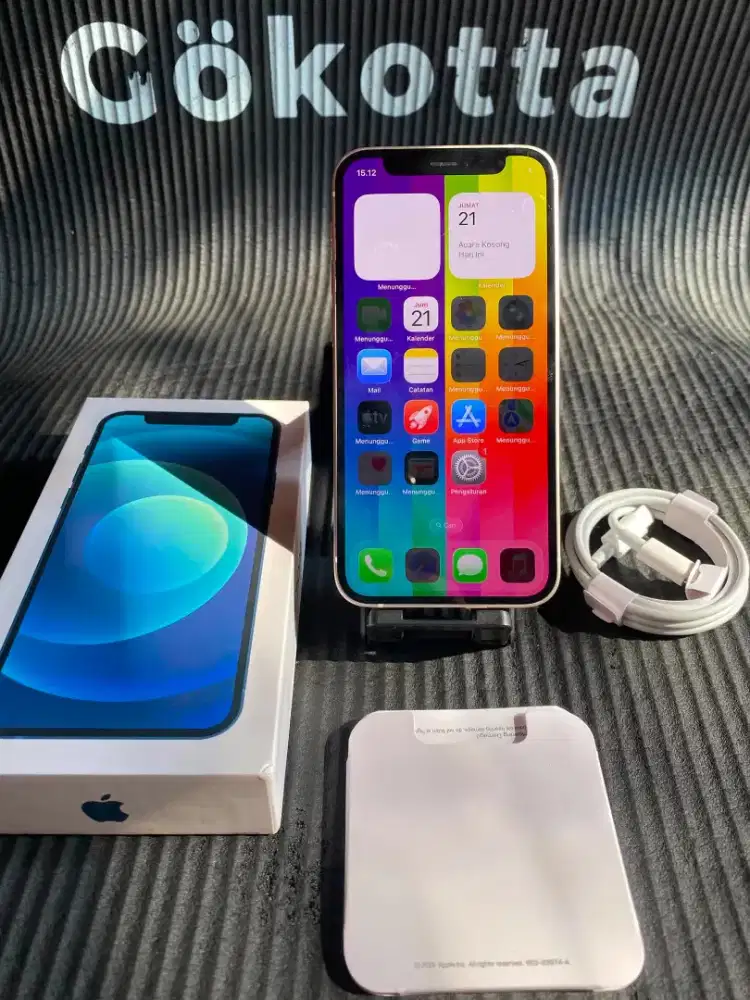Iphone 12 mini 128gb white inter all operator fullset mulus normal