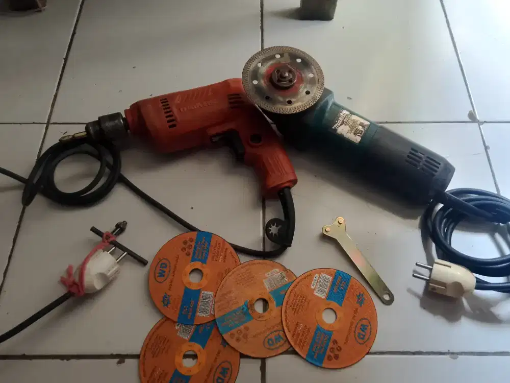Alat bor maktec+gerinda tangan makita.