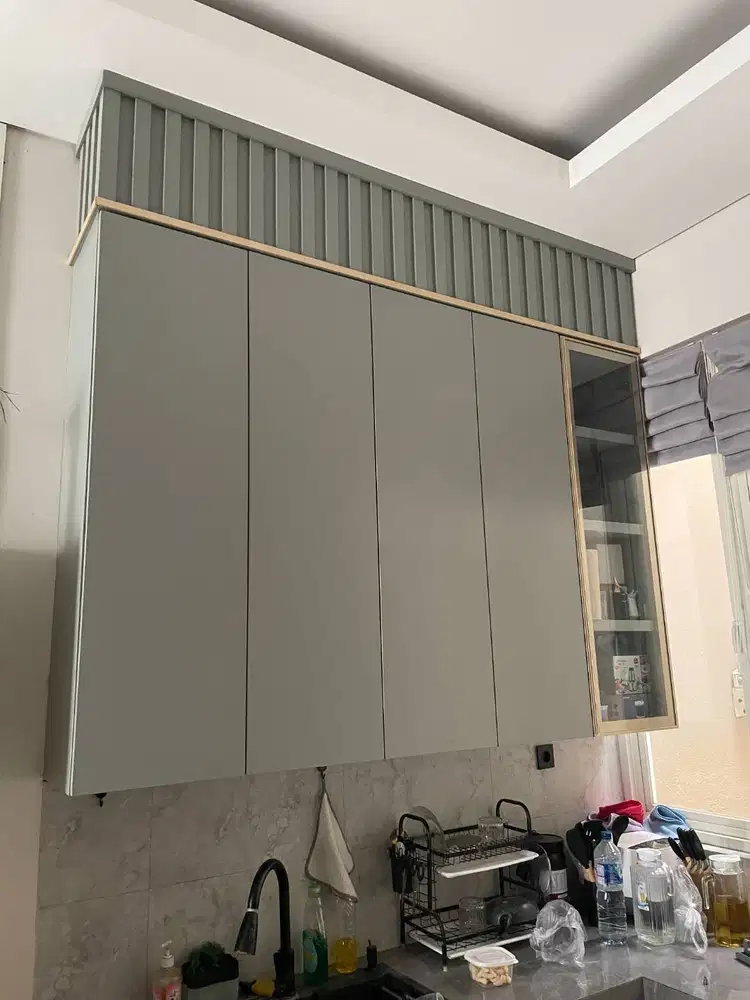 DIJUAL ! Top Kabinet Atas Pantry Mewah Finishing Duco Grey Abu abu & G