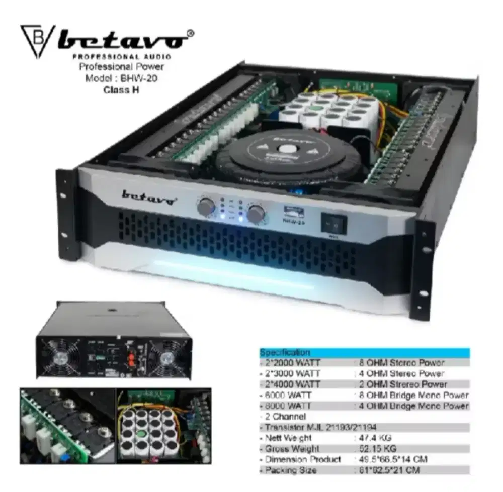 Power amplifier Betavo bhw 20 professional 6000Watt