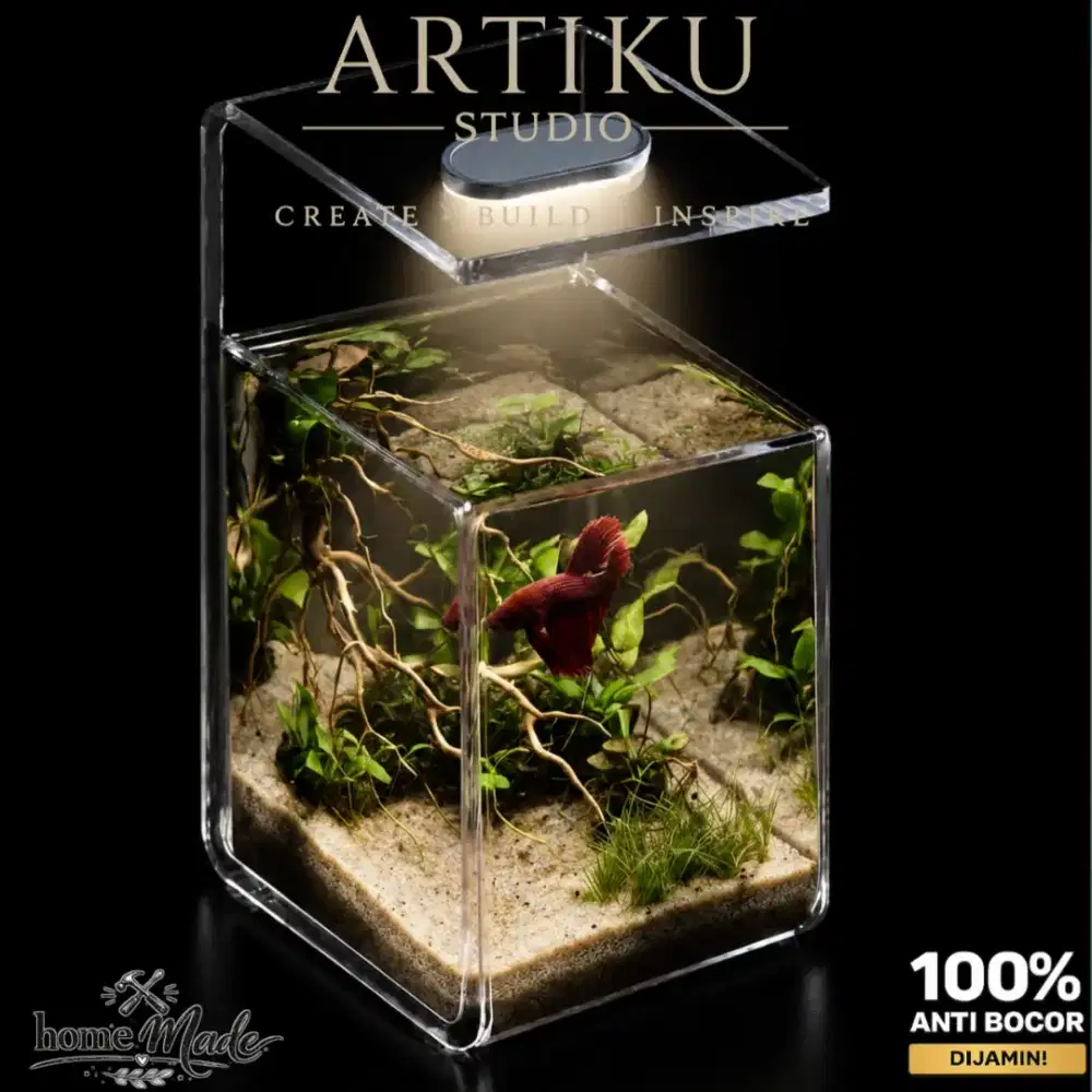 Aquarium Akrilik Aqua Curva untuk Cupang - Ukuran 12x10x17cm