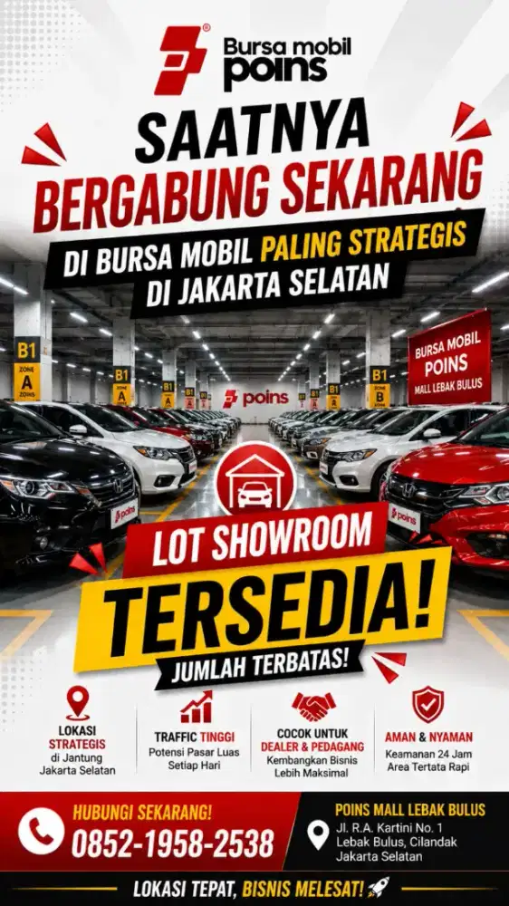 Disewakan Lot Showroom Bursa Mobil Strategis