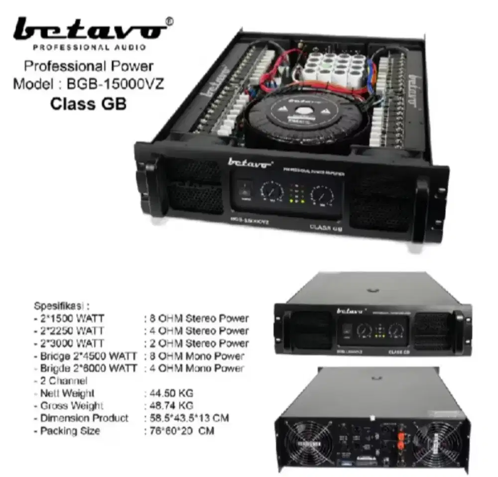 Power amplifier Betavo bgb 15000v2 professional 6000Watt