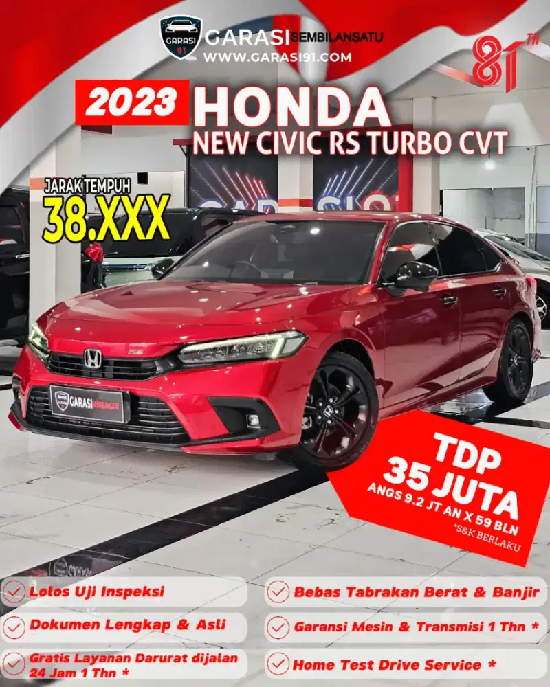 ‼️TDP 35 JT‼️HONDA CIVIC RS TURBO CVT 2023