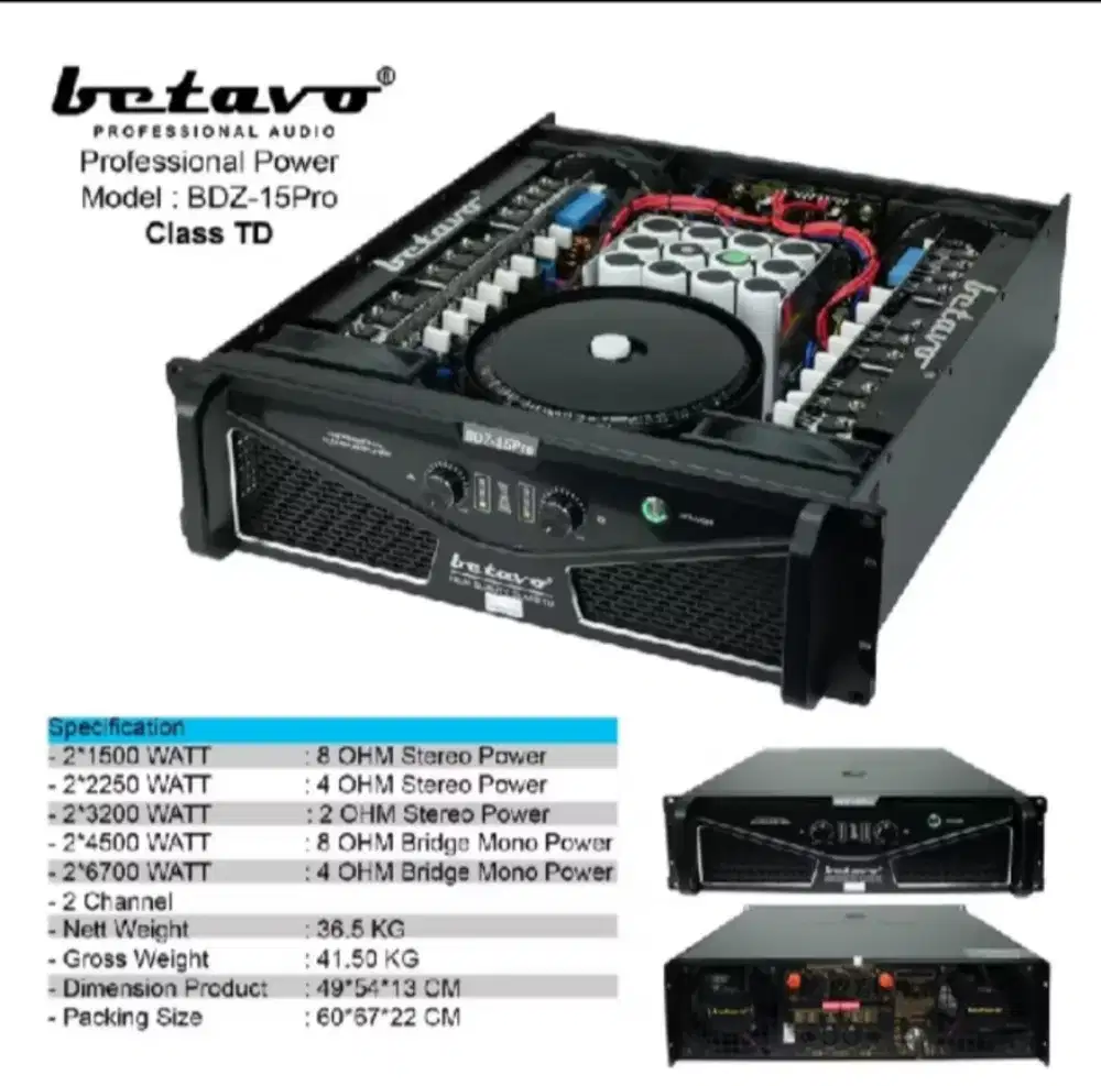 Power amplifier Betavo bdz 15pro professional 6700Watt