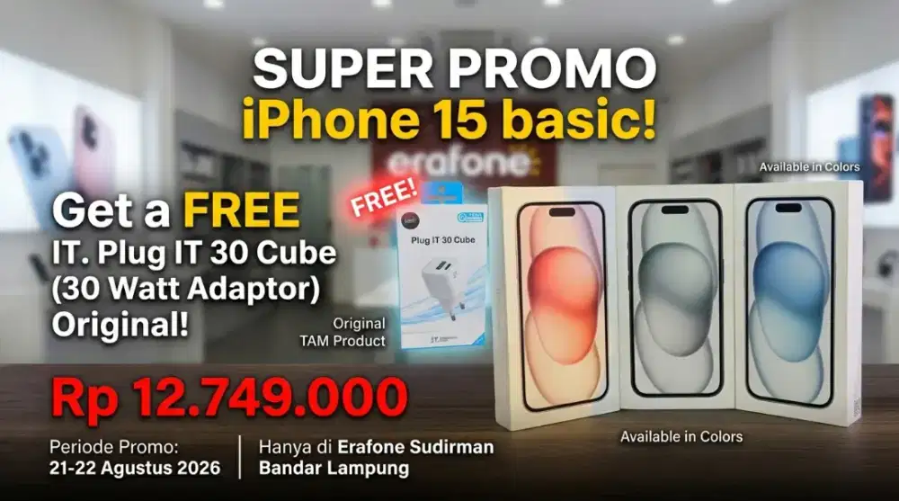 iPhone 15 128 Garansi Resmi Free Adaptor 30 Watt Bisa Cicilan 0%
