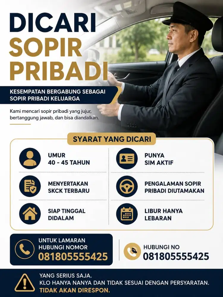 Supir Pribadi ( buat Cv Dan Lainnya Bs Hub No Yang Di Foto ya )