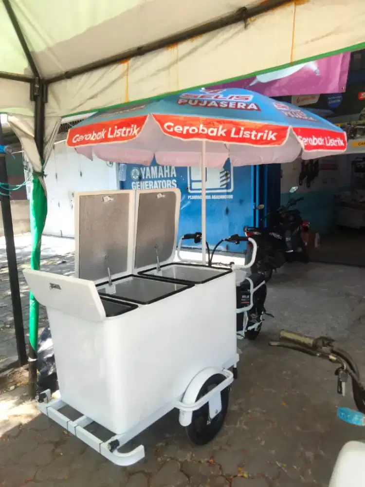 Sepeda Listrik Kopi + Box Pendingin kondisi kondisi 95% siap pakai